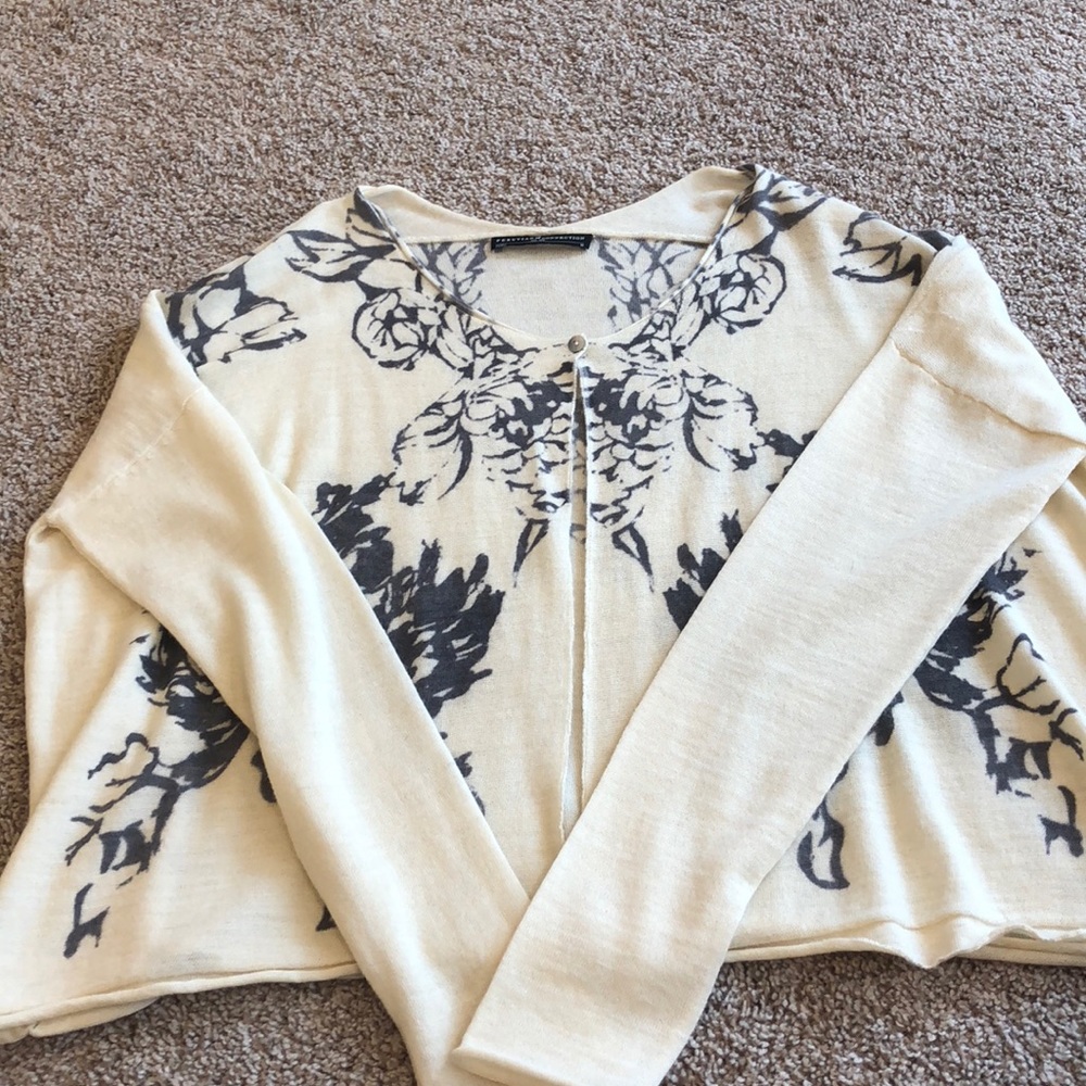 Cream and gray button cardigan